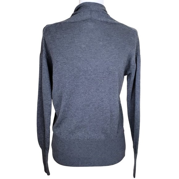 GAP Factory Faux Wrap Long Sleeve Gray V-Neck Sweater Women's Small - Picture 2 of 9